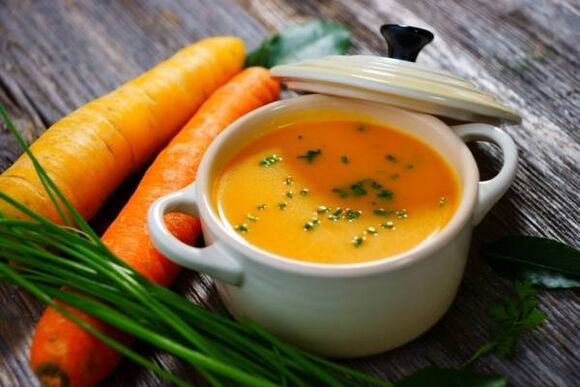 Puree soup from potatoes and carrots on the menu of a gentle diet for gastritis
